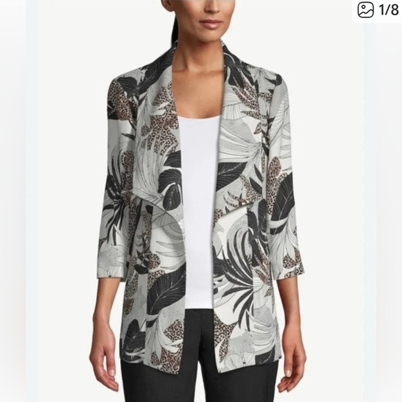 Chico's Jackets & Blazers - Chico's Black and White Floral Blazer